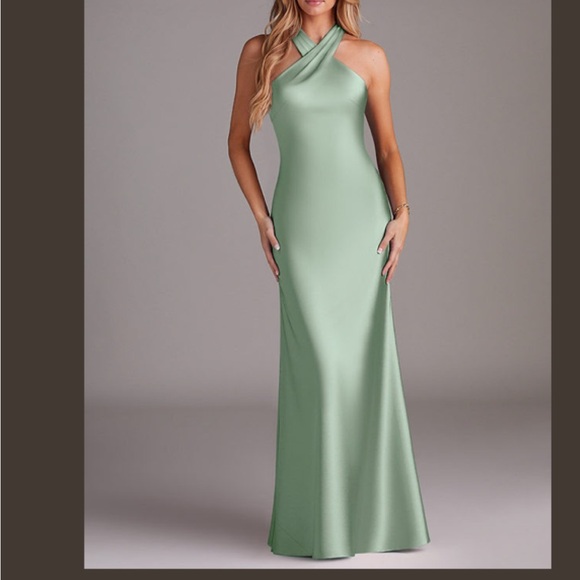 Azazie Dresses & Skirts - Azazie Sage Green Maxi Dress